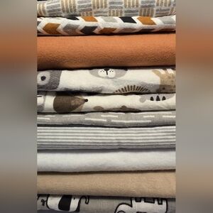 10 Baby Blankets Assorted Animal Print Fabric Bundle 100% Cotton